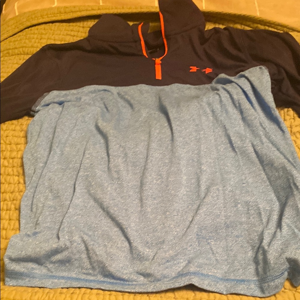 Under Armour Navy and Light Blue Pullover with Orange Accents